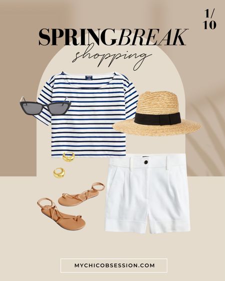 Planning your spring break outfits? I’ve got some resort wear outfit ideas for you! A striped shirt, linen shorts, straw hat, and leather lace up sandals are perfect to wear for an afternoon of shoppingg

#LTKSeasonal #LTKstyletip #LTKtravel