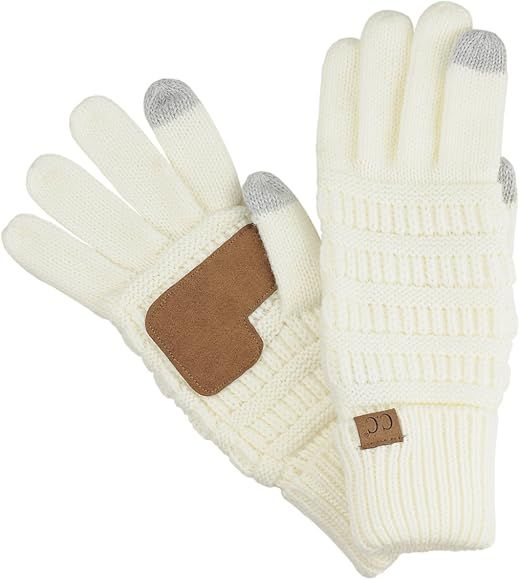 C.C Unisex Cable Knit Winter Warm Anti-Slip Touchscreen Texting Gloves, Ivory at Amazon Women’s... | Amazon (US)