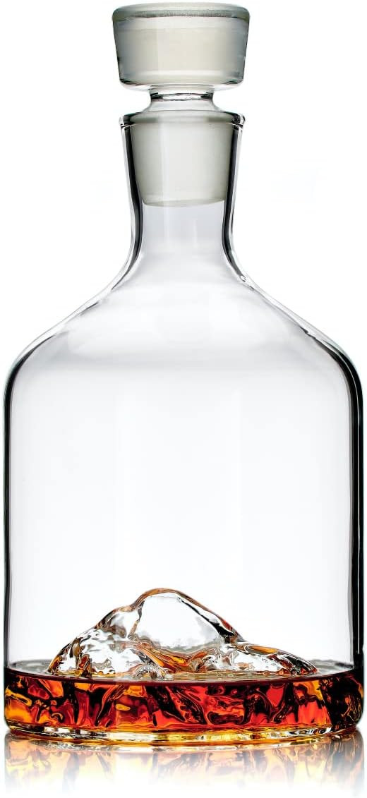 Huckberry Whiskey Peaks Half Dome Decanter, 44 fl oz, Glassblown, Lead-Free Crystal with Stopper | Amazon (US)