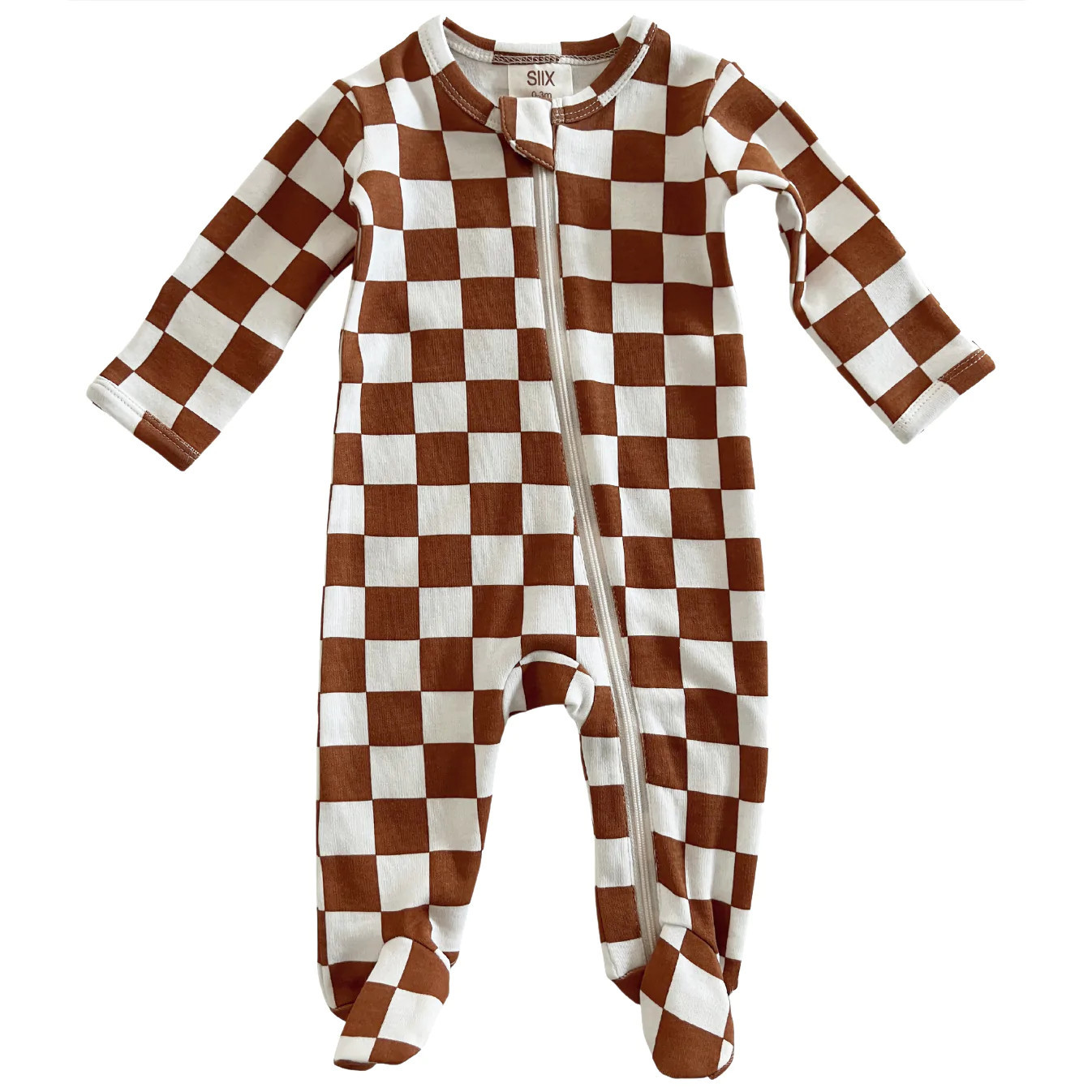Stracciatella Checkerboard / Organic Zip Footie | SpearmintLOVE