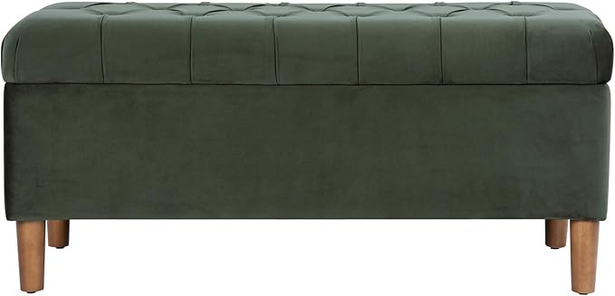 Homepop Home Decor | Tufted Ainsley Button Storage Ottoman Bench with Hinged Lid | Ottoman Bench ... | Amazon (US)