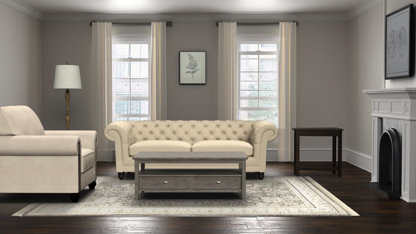 Amazon Brand – Stone & Beam Bradbury Chesterfield Tufted Sofa Couch, 92.9"W, Hemp | Amazon (US)