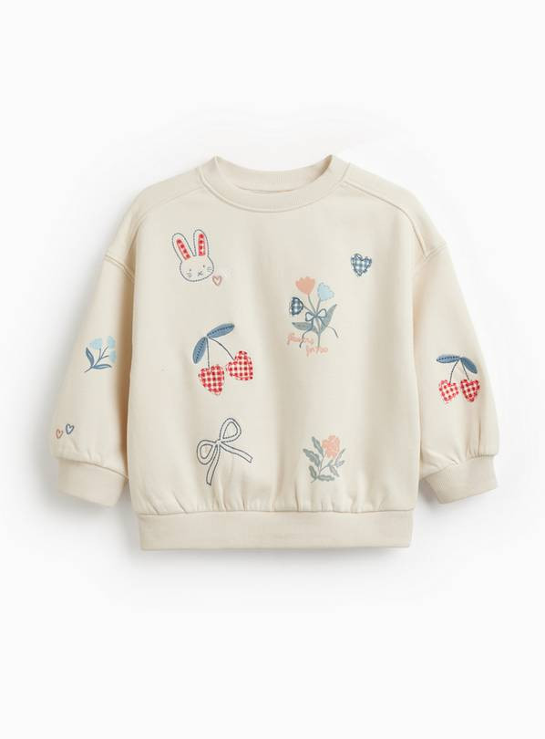 Cream Easter Bunny Print Crew Neck Sweatshirt 2-3 years | Tu Clothing
