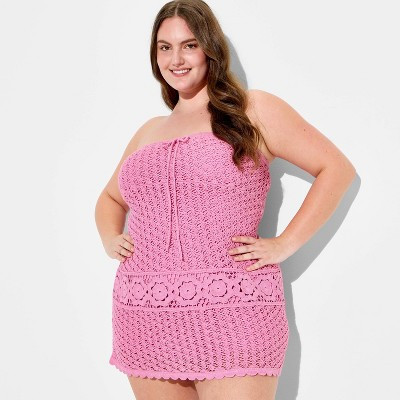 Women's Strapless Mini A-Line Sweater Dress - Wild Fable™ Rose Pink XS | Target