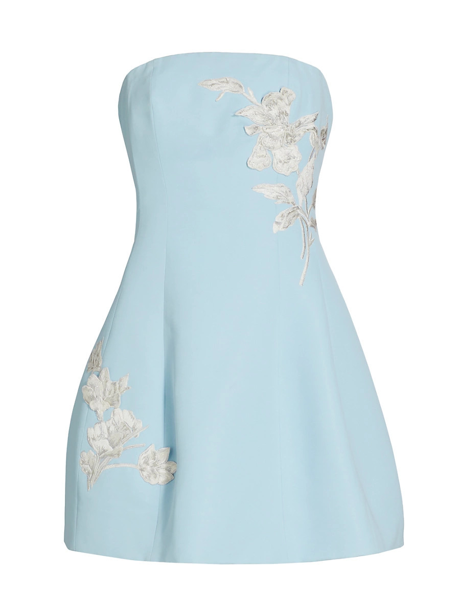 Women's Alanna Strapless Floral Minidress - Sky - Size 2 | Saks Fifth Avenue