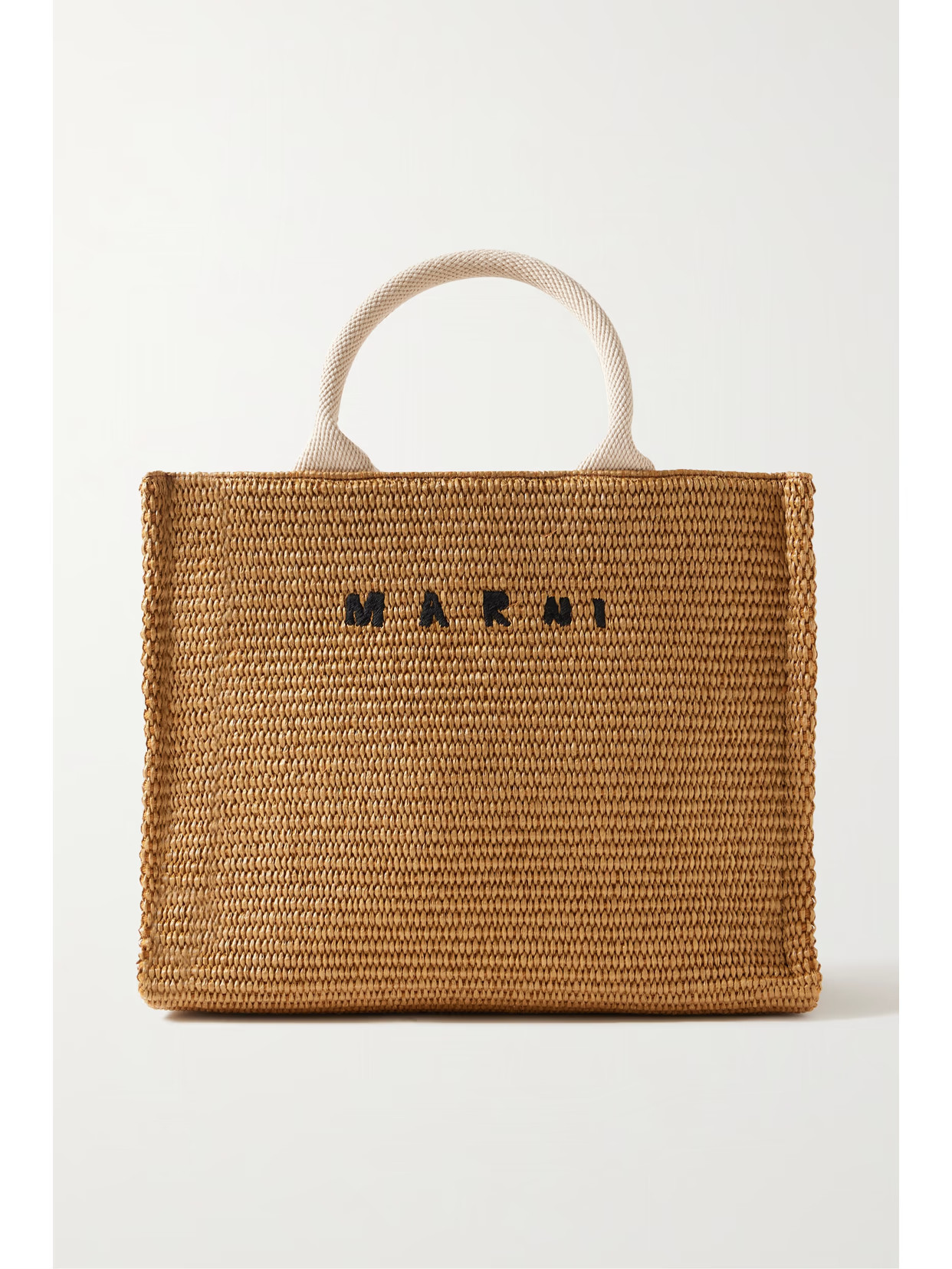 Marni - Basket Small Canvas-trimmed Embroidered Faux Raffia Tote - Neutrals | NET-A-PORTER (US)
