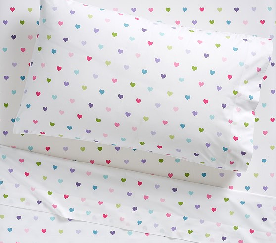 Organic Multicolored Heart Sheet Set | Pottery Barn Kids