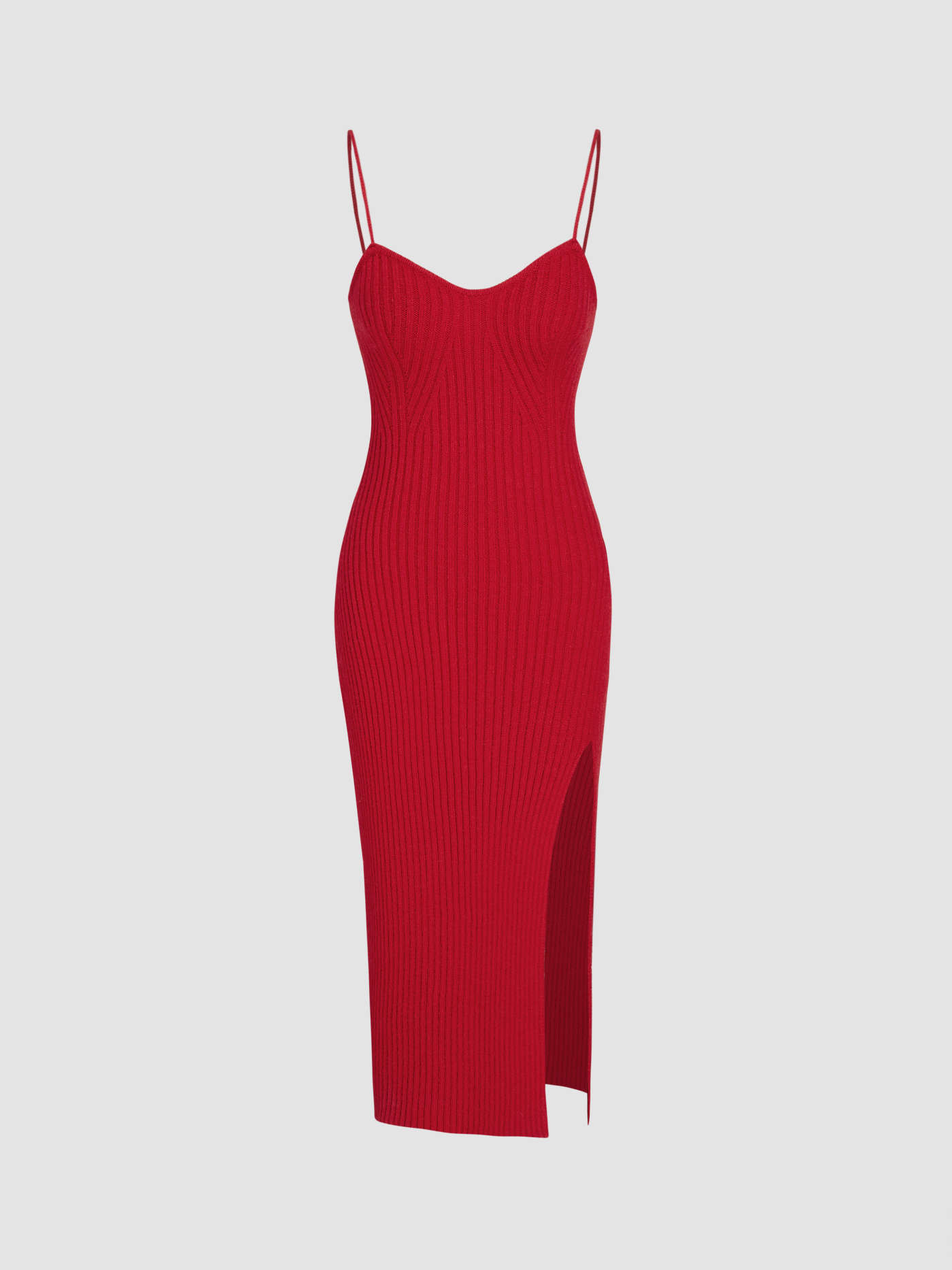 Christmas Fall Dresses Winter Dress Christmas Tweed Knit Solid Cami Split Midi Dress & Shrug For ... | Cider