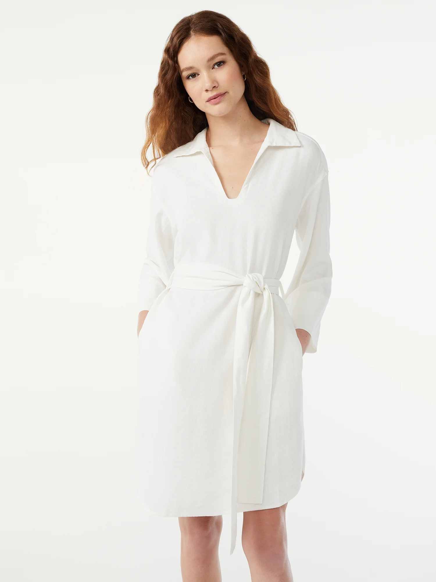 Free Assembly Women's Wide Sleeve Shirt Dress - Walmart.com | Walmart (US)