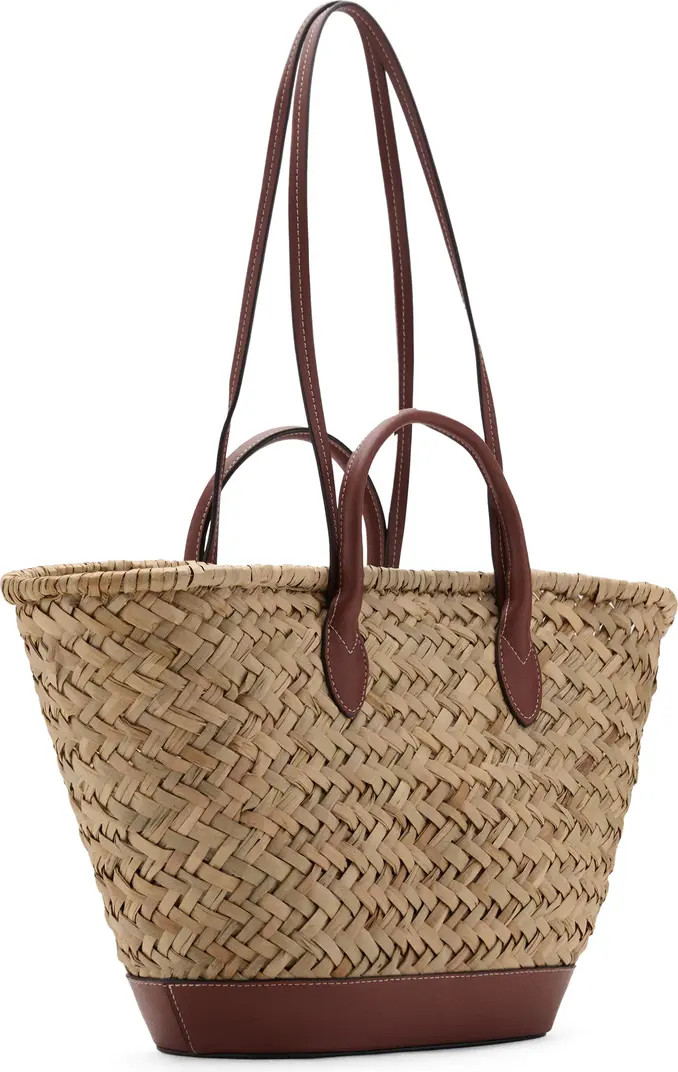 MANGO Large Double Handle Natural Fiber Shoulder Bag | Nordstrom | Nordstrom