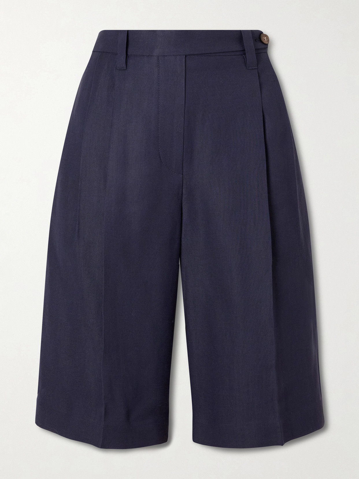 Brunello Cucinelli - Bead-embellished Pleated Twill Shorts - Blue | NET-A-PORTER (US)