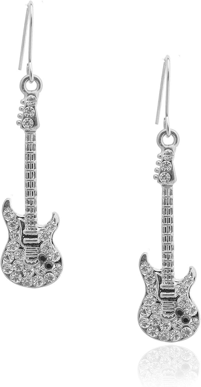 Spinningdaisy Crystal Electric Hanging Guitar Earrings | Amazon (US)