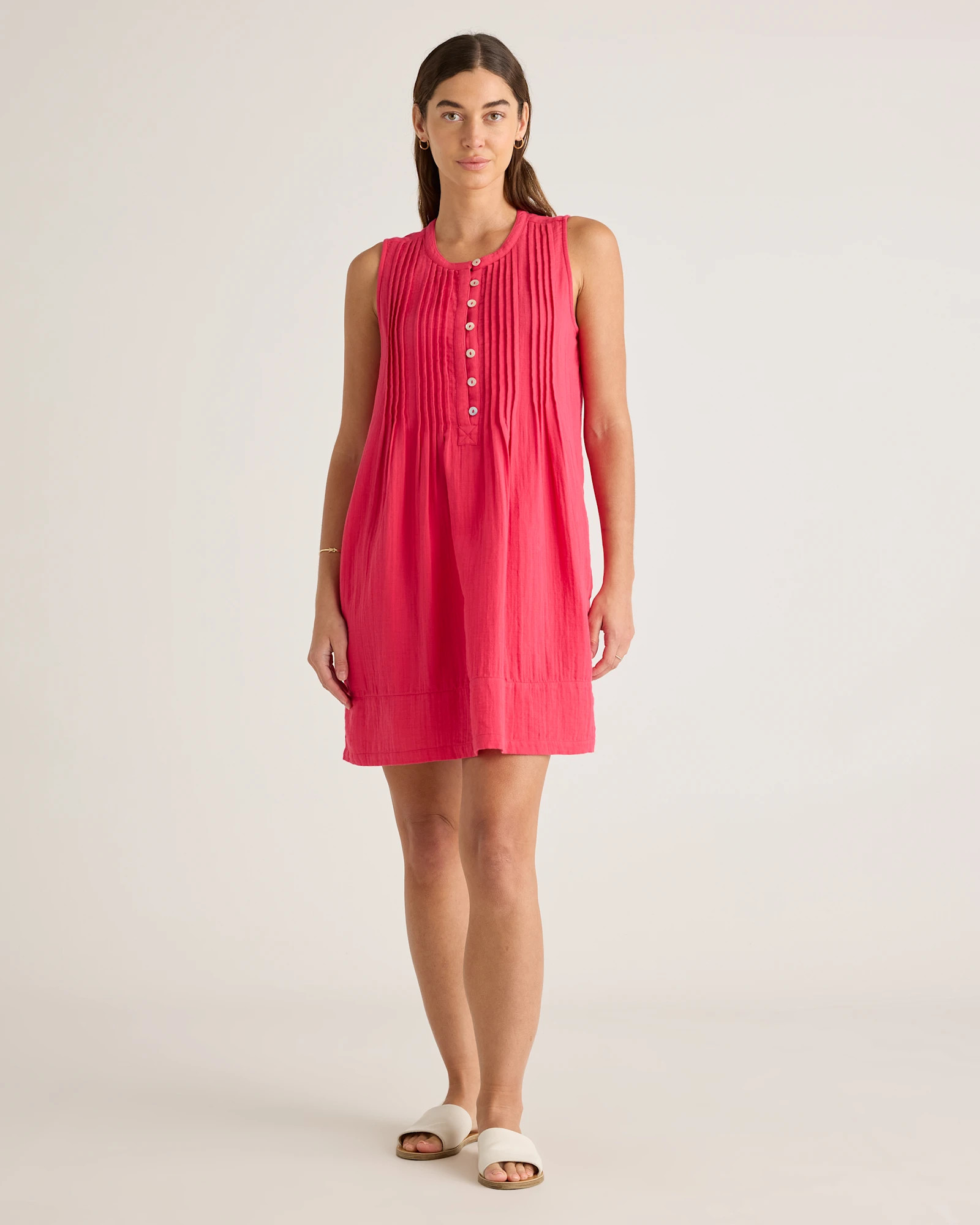 100% Organic Cotton Gauze Sleeveless Swing Dress | Quince