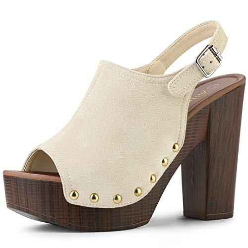 Allegra K Women's Open Toe Slingback Platform Chunky Heels Sandals | Amazon (US)
