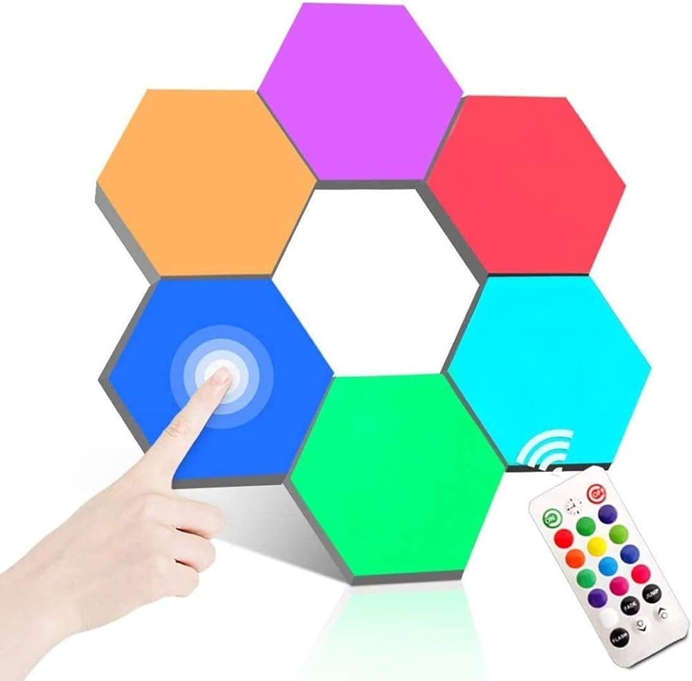 ODISTAR Remote Control Hexagon Wall Light,Smart Wall-Mounted Touch-Sensitive DIY Geometric Modula... | Amazon (US)