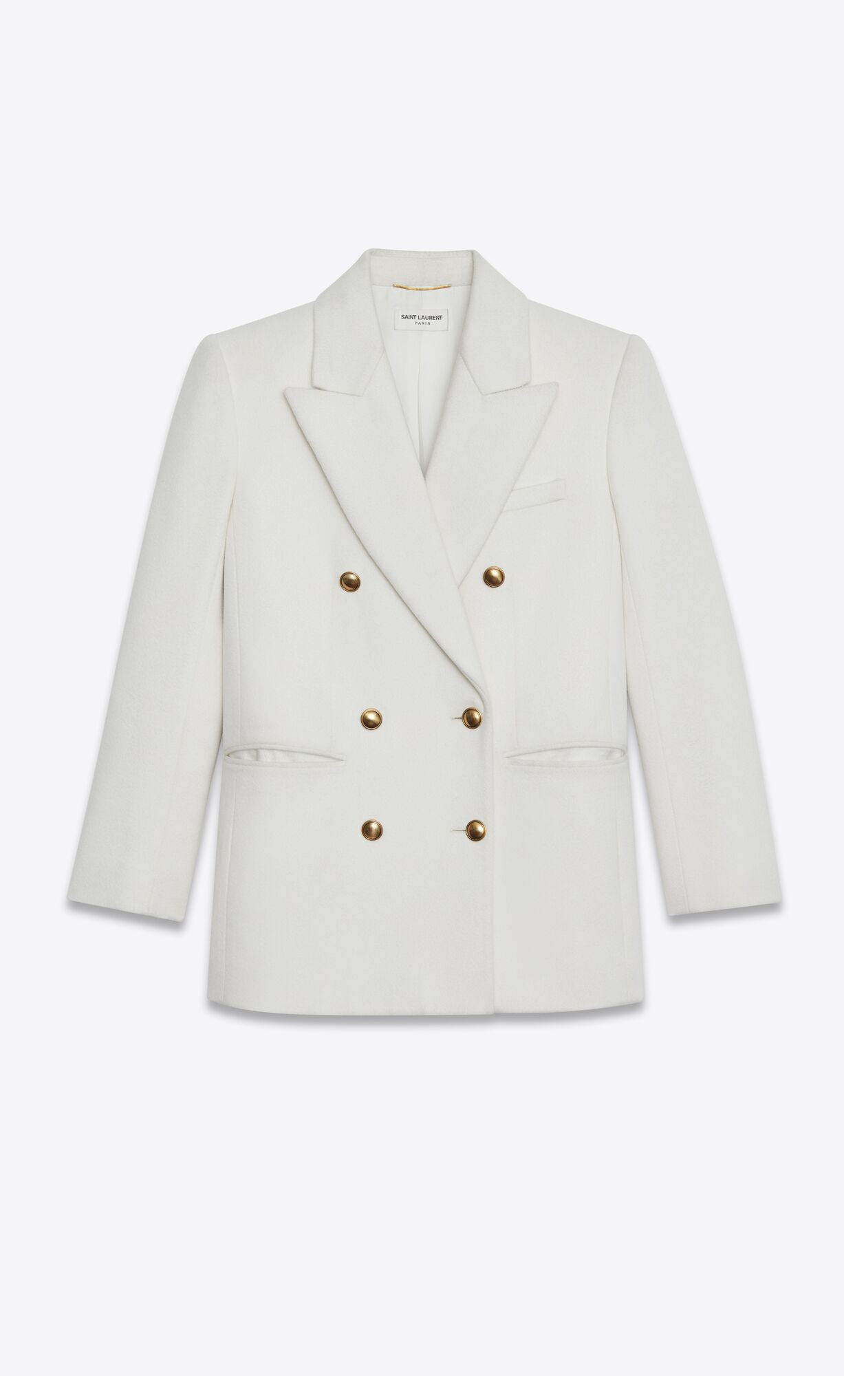 double-breasted jacket in flannel wool cashmere | Saint Laurent Inc. (Global)