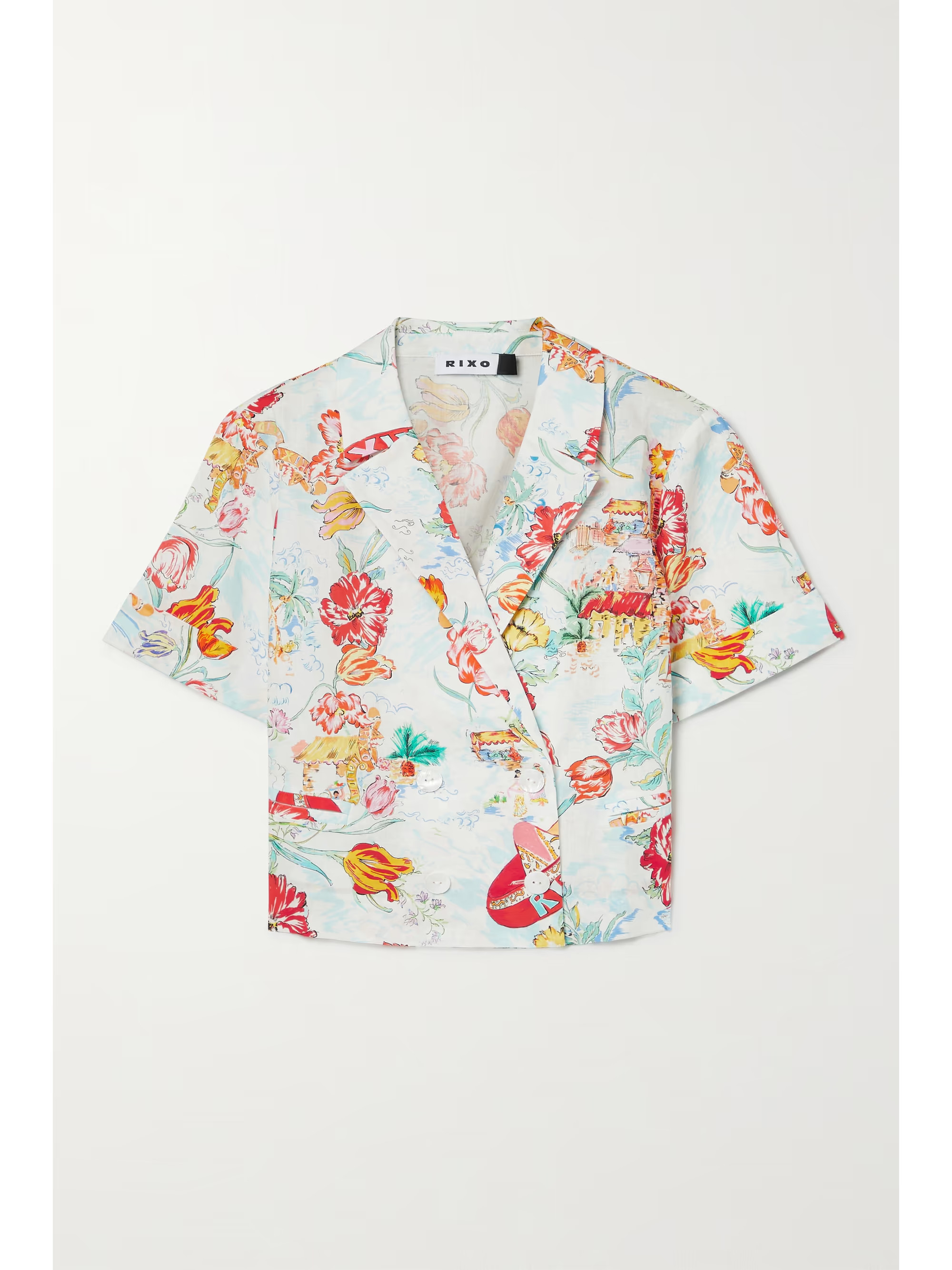 Milan double-breasted printed cotton and linen-blend voile shirt | NET-A-PORTER (UK & EU)