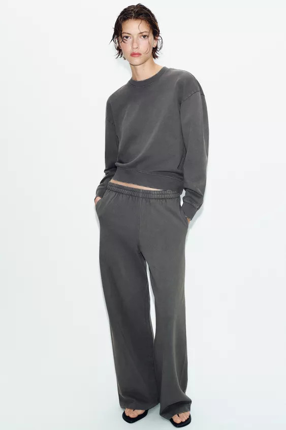 WASHED-EFFECT WIDE TROUSERS | Zara UK