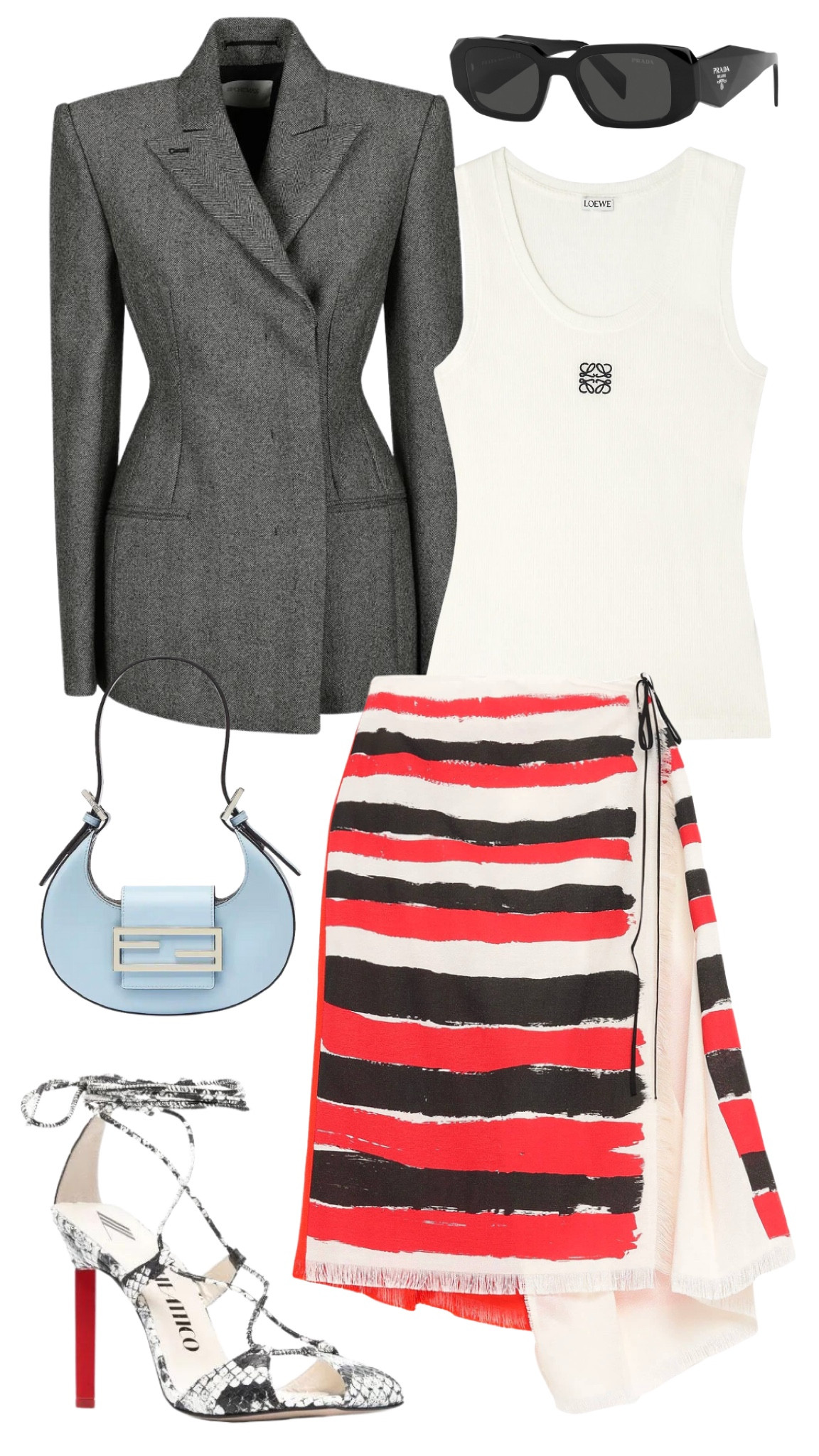 sportmax blazer 
loewe anagram tank 
marni wrap skirt 
fendi cookie bag 
the attico heels 
prada sunglasses 

#LTKsalealert #LTKstyletip #LTKshoecrush