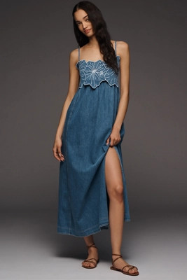 Pilcro Bouquet Embroidered Maxi Dress | Anthropologie (US)