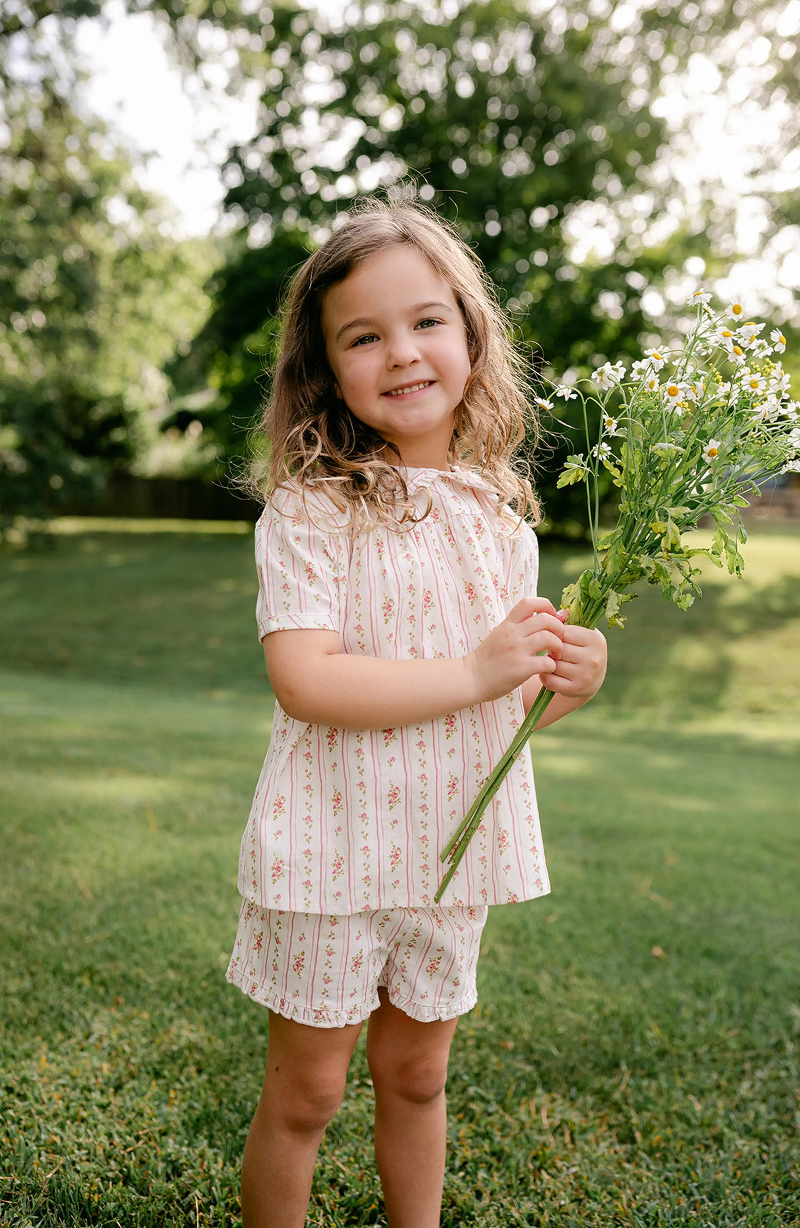 Little Paper Kids Camilla Short Set in Seaside Picnic at Nordstrom, Size 3T | Nordstrom