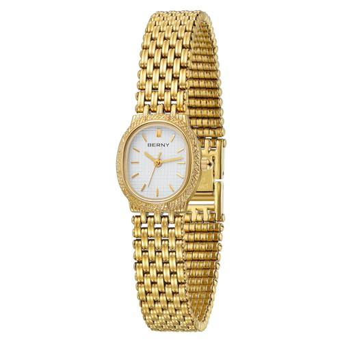 BERNY Gold Watches for Women Vintage Bracelet Wrist Watch Luxury Small Ladies Oval Quartz Watch w... | Amazon (US)