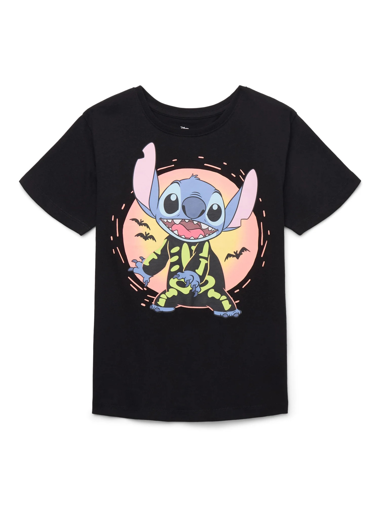 Stitch Skeleton Girls Halloween Short Sleeve Graphic T-Shirt, Sizes 4-16 | Walmart (US)