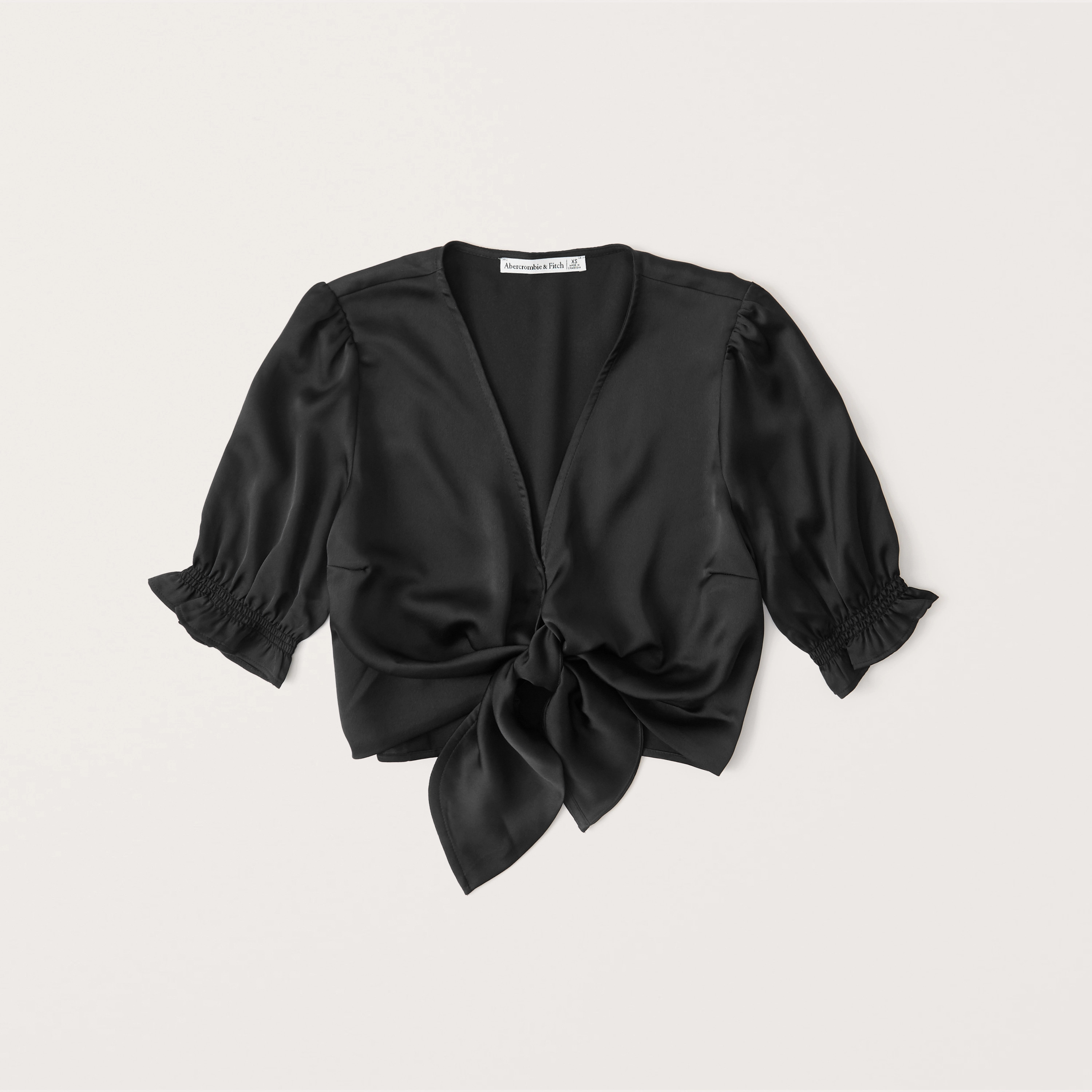 Tie-Front Satin Blouse | Abercrombie & Fitch (US)
