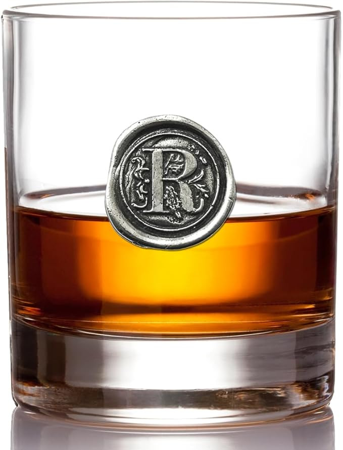 English Pewter Company 11oz Old Fashioned Whiskey Rocks Glass With Monogram Initial - Unique Gift... | Amazon (US)