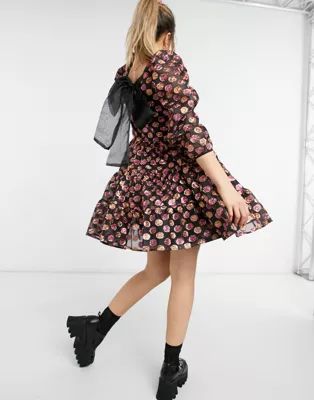 Dream Sister Jane smock dress in metalic spots with tie back | ASOS (Global)