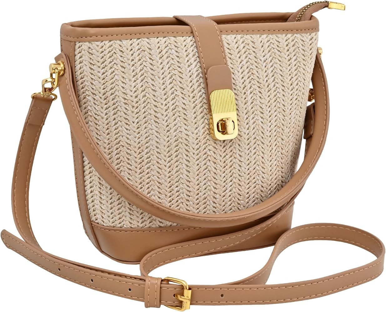Straw Crossbody Bags for Women, Handmade Rattan Shoulder Bag, Straps Clutch Purse with Removable ... | Amazon (US)