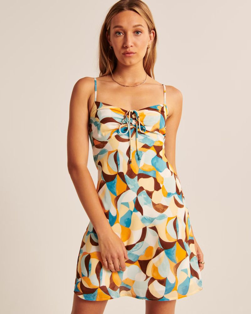 Women's Cinch Front Slip Mini Dress | Women's New Arrivals | Abercrombie.com | Abercrombie & Fitch (US)