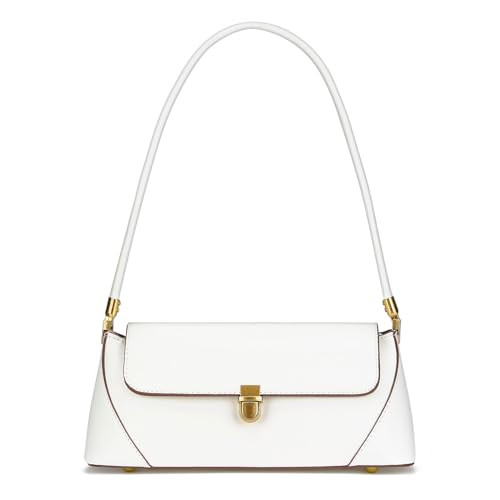 WEIMZC Shoulder Bag for Women Vintage Purse Fashion Classic Vegan Leather Clutch Tote Retro Handbag(White) | Amazon (US)
