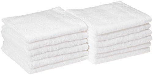 Amazon Basics Quick-Dry Washcloth 100% Cotton - 12-Pack, White | Amazon (US)