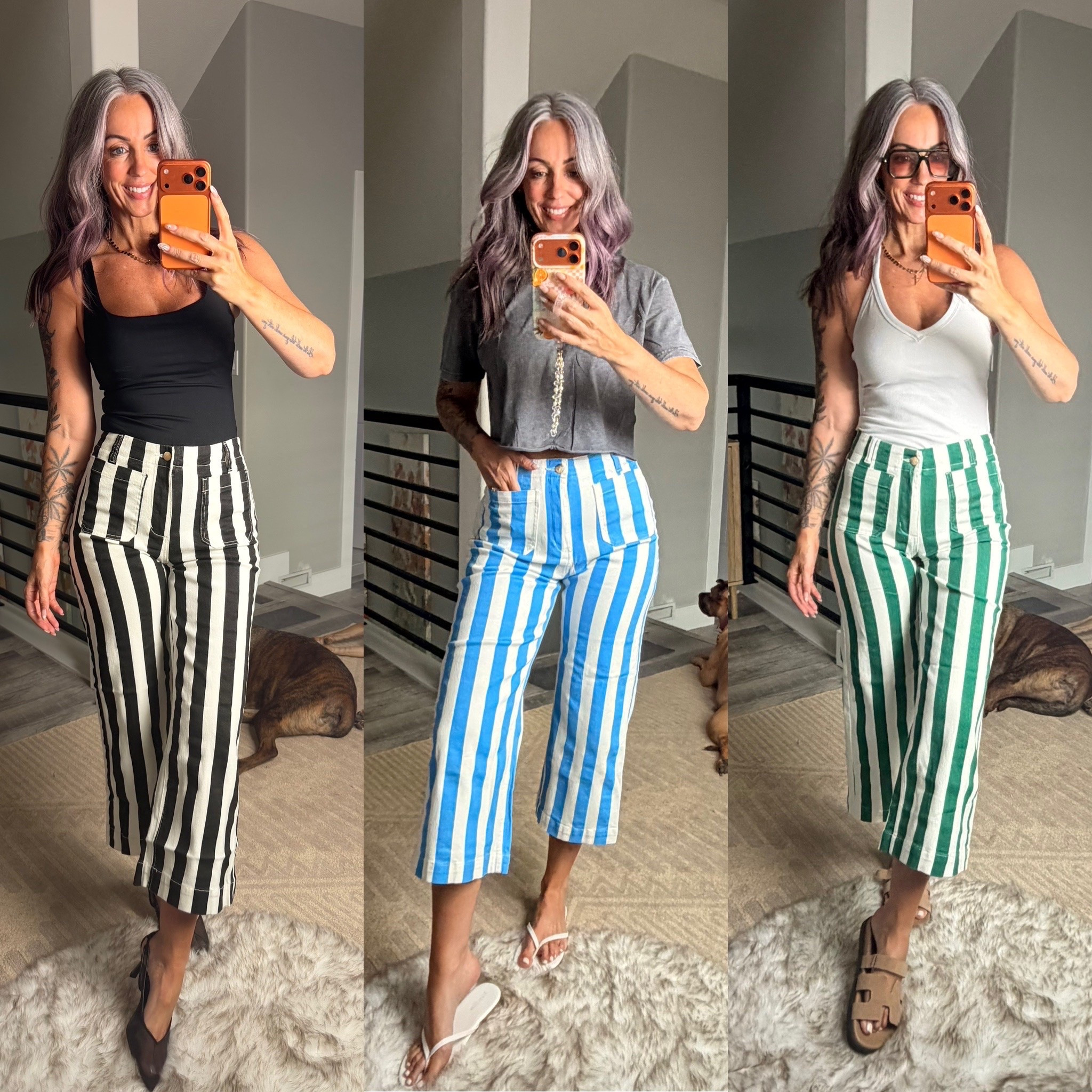 Fun striped pants! Nice stretch and a crop ankle perfect for summer! I’m wearing size 6.

#LTKOver40