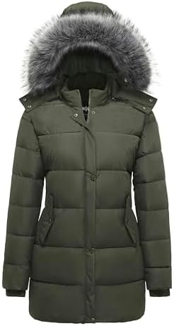 GGleaf Women's Winter Thicken Puffer Coat Warm Snow Jacket with Fur Removable Hood | Amazon (US)