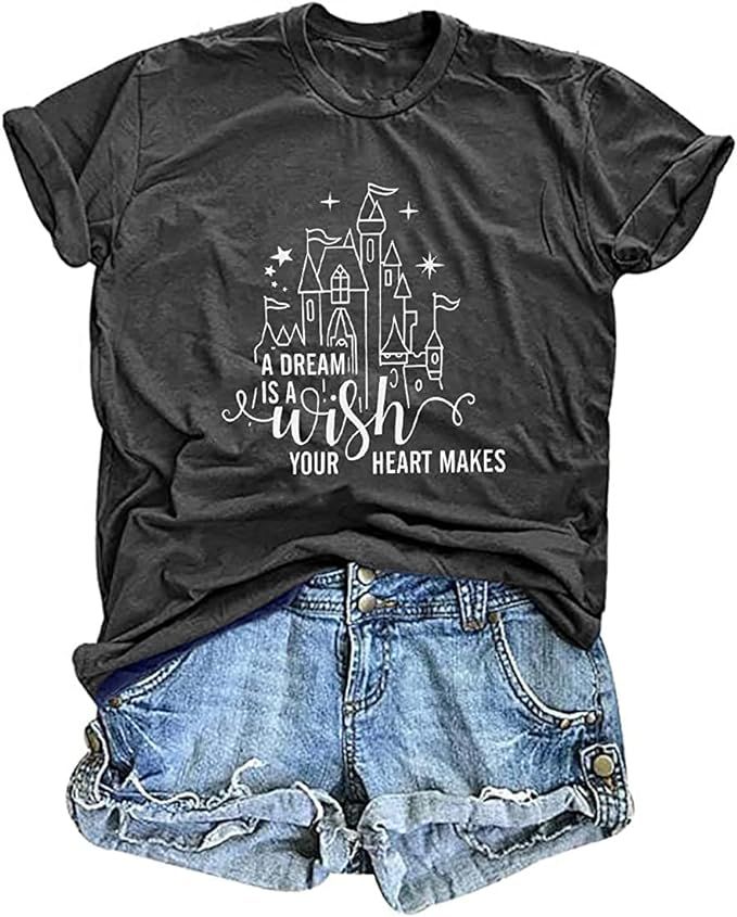Magical Shirt for Women Magic Kingdom Tshirt Castle Graphic Tee Family Vacation Short Sleeve Tops... | Amazon (US)