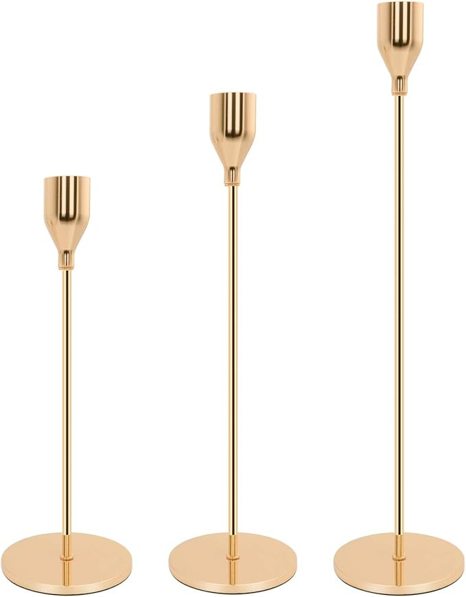 Candle Holders for Taper Candles Set of 3 Decorative Candlestick Holders for Wedding, Dinning, P... | Amazon (US)