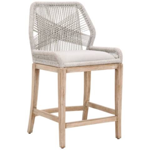 Loom 26" Taupe White Rope and Natural Gray Counter Stool | LampsPlus.com