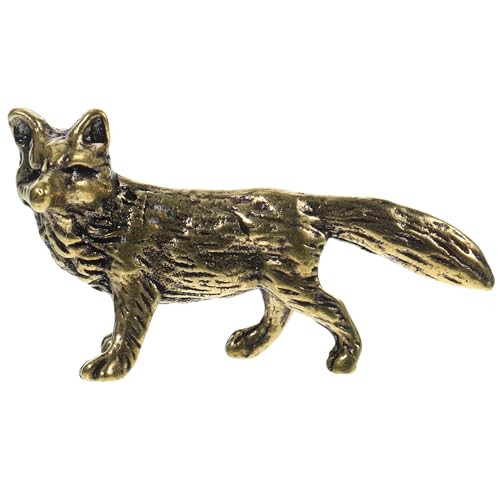 Homoyoyo Mini Fox Figurine Tiny Brass Animal Figure Fengshui Wealth Statue Vintage Animal Sculptu... | Amazon (US)