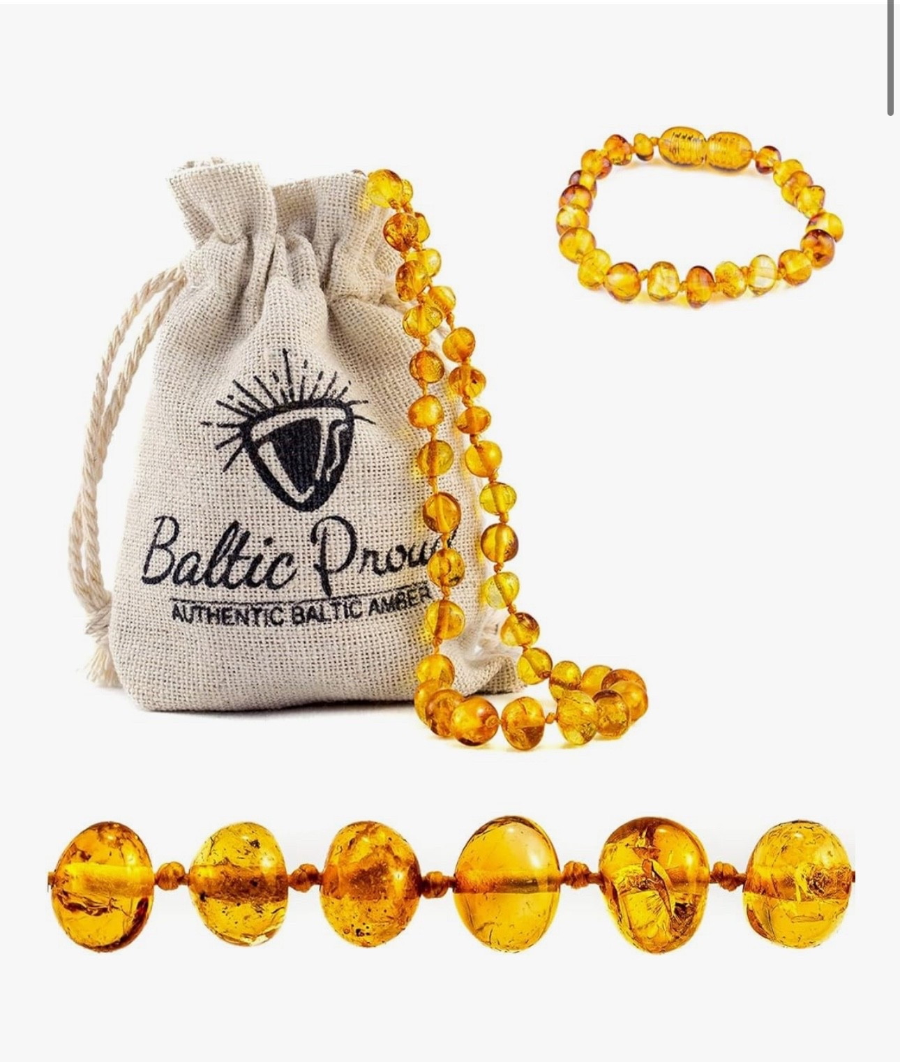 Baltic Amber Necklace and Bracelet Gift Set (Unisex Honey 12.5 Inches/5.5 Inches) - Certified Premium Quality Raw Baltic Sea Amber

#LTKKids #LTKBump #LTKBaby