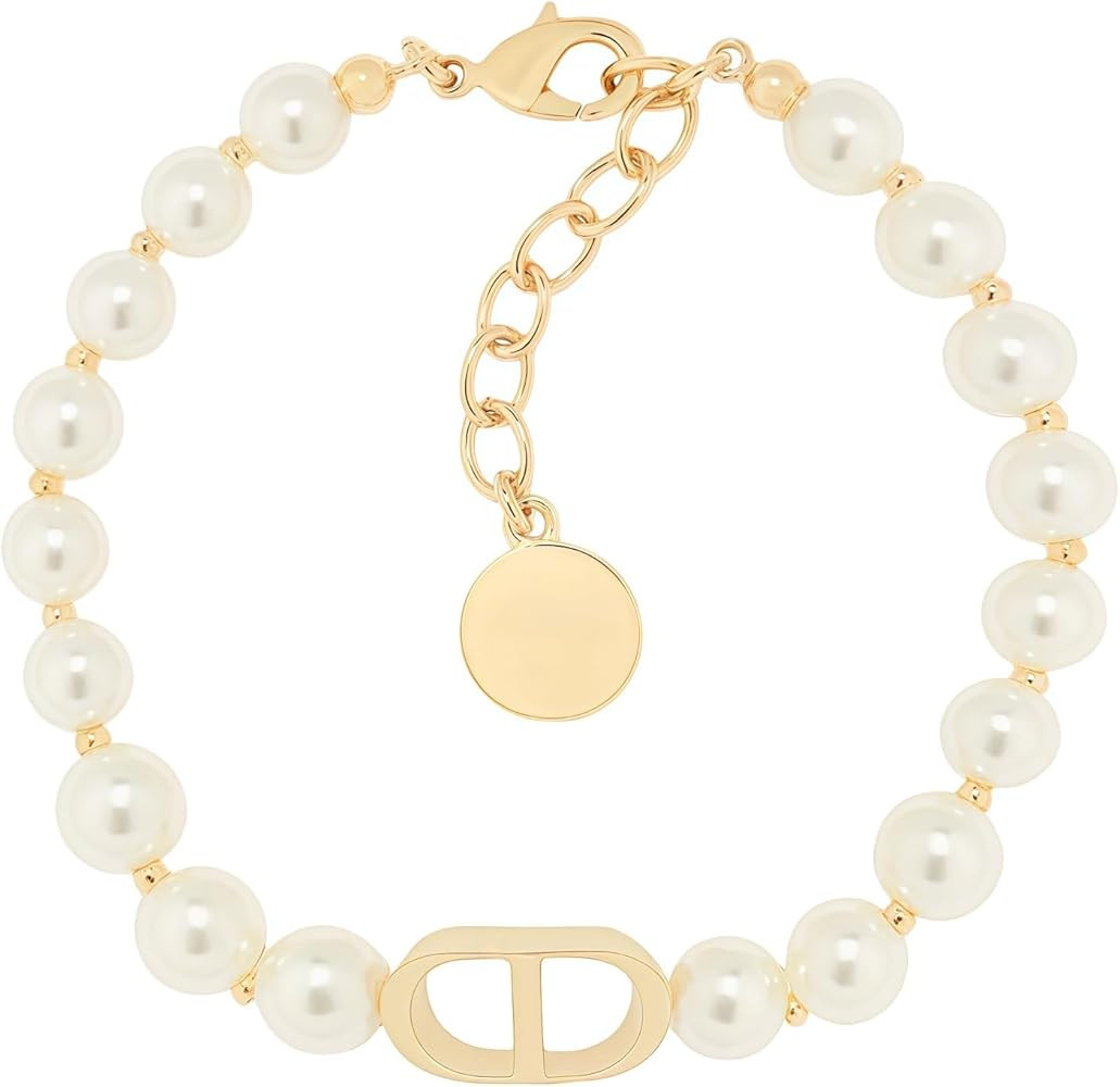 18K gold plated Copper CZ zirconia, initial letter bright gold chain designer jewelry bracelet, d... | Amazon (US)