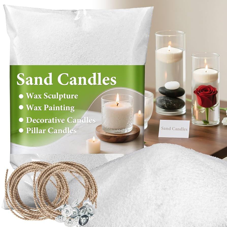 Snow Sand Candle and Wicks and Wick Tabs- 450g (15.87oz) Refillable White Sand Wax, DIY Candle Be... | Amazon (US)