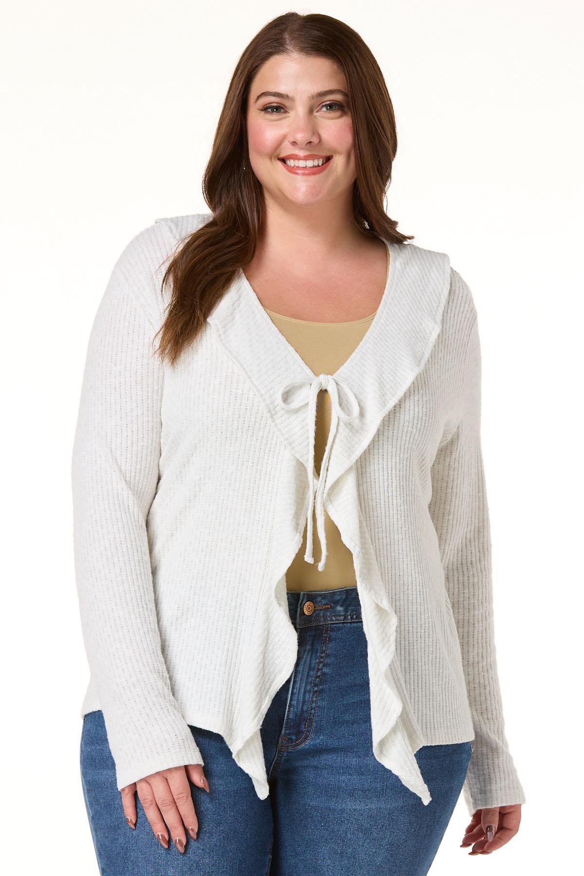 Plus Size Ruffled Knit Cardigan | Cato Fashions