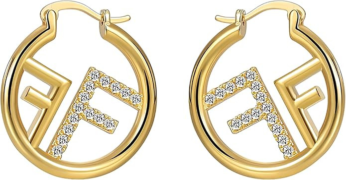Delicate Gold and Diamond Women's Letter F Earrings - An elegant gift for a stylish lady. | Amazon (US)