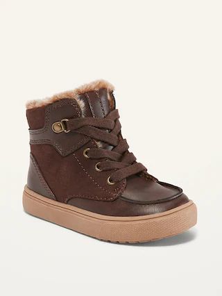 Faux-Leather Faux-Fur Lined Boots for Toddler Boys | Old Navy (US)