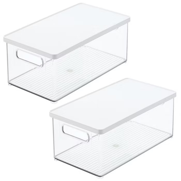 mDesign Plastic Stackable Storage Container Bin Box, Removable Lid | Target