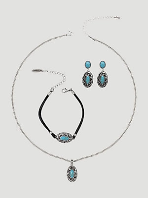 Stone Pendant Necklace/Earring/Bracelet Set | Wrangler