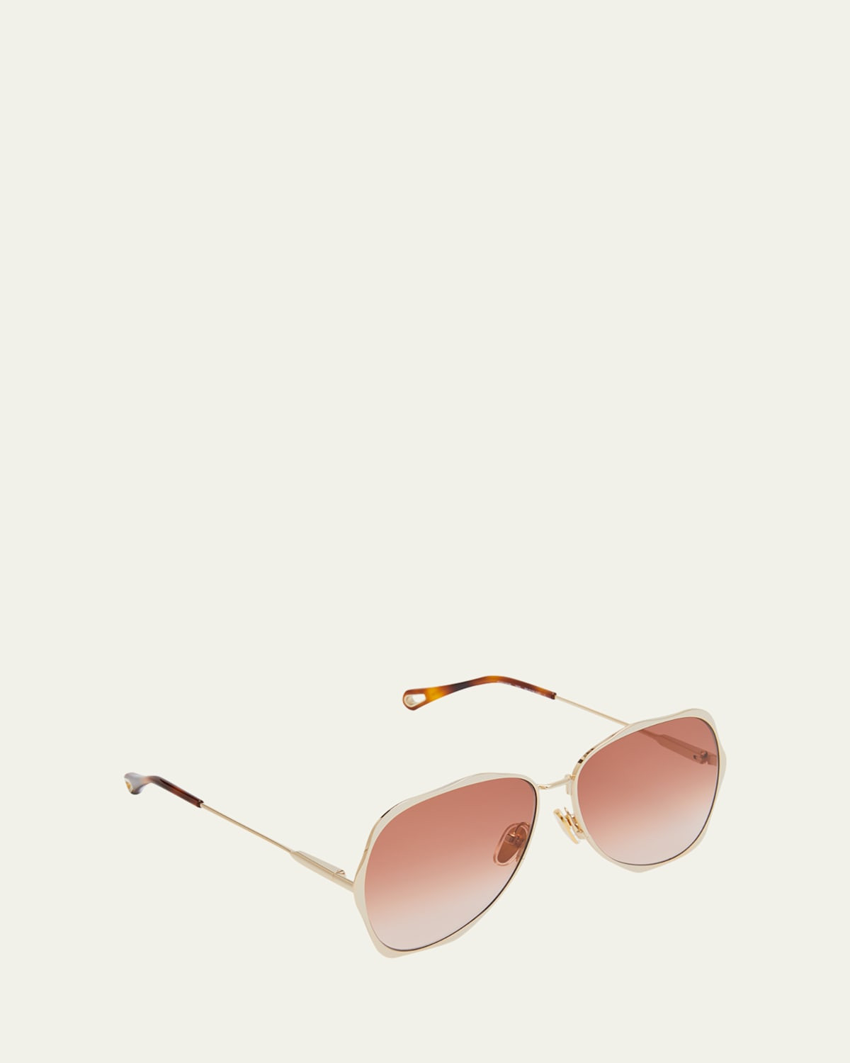 Golden Tortoiseshell Metal Aviator Sunglasses | Bergdorf Goodman