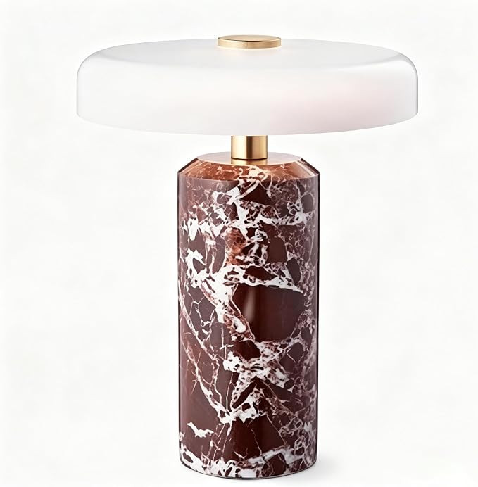 Marble Luxury Stone Rechargeable Touch Table Lamp, 3 Dimmable Cordless Design Bedside Lamp, Glass... | Amazon (US)